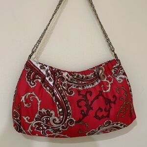 Vintage Red Paisley Shoulder Bag with Chain Strap
